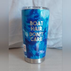 Insulated Steel Tumbler With Lid, "Boat Hair Dont Care" 20oz Capacity